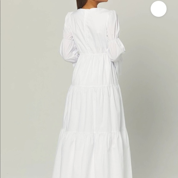 Zahra the label ALAINA TIERED SMOCK MAXI DRESS- WHITE - Picture 5 of 6